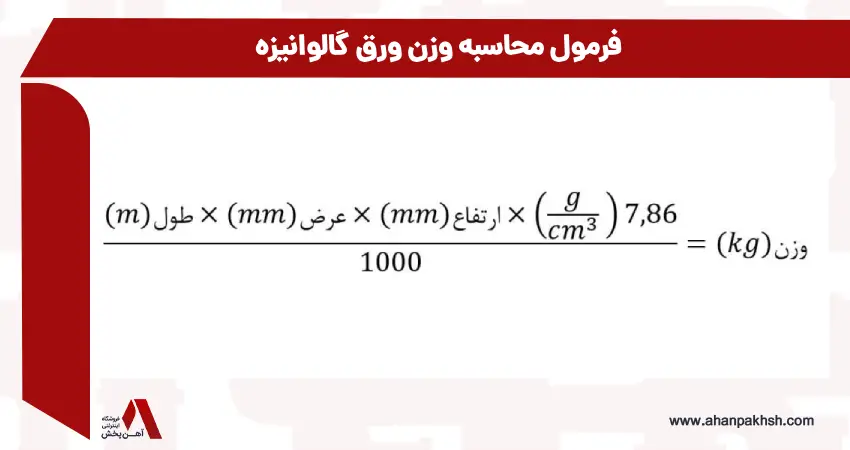فرمول محاسبه وزن ورق گالوانیزه