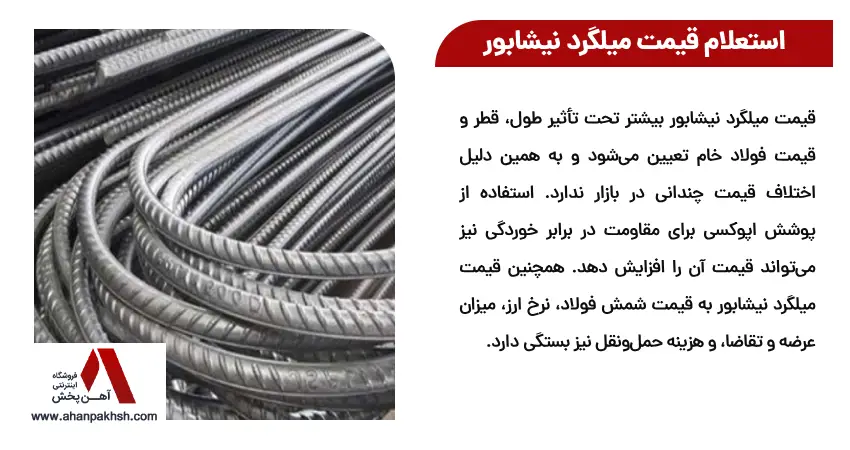 استعلام قیمت میلگرد نیشابور