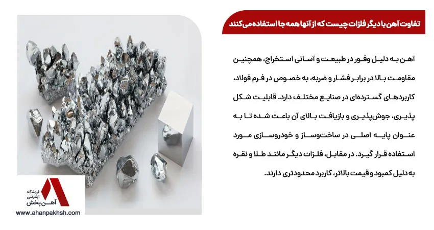 تفاوت آهن با دیگر فلزات چیست که از آنها همه جا استفاده می کنند  