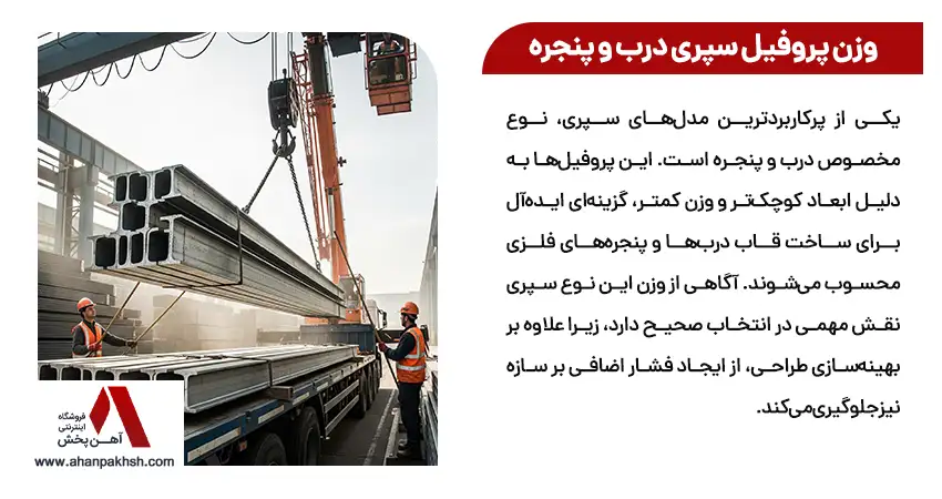 وزن پروفیل سپری درب و پنجره